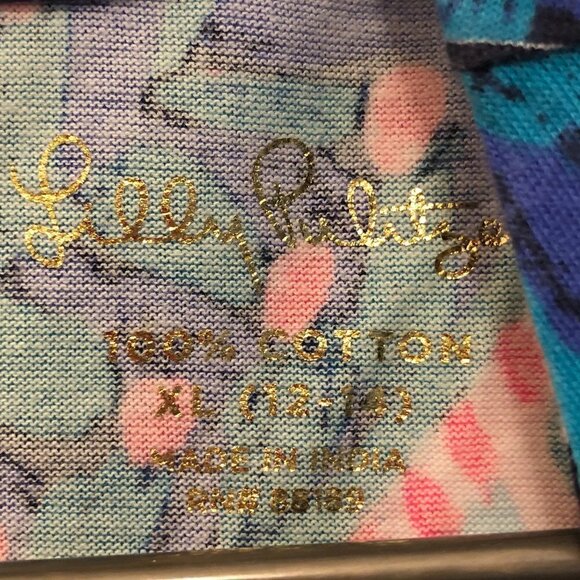 Navy Stripe “Bay” Long Sleeve Dress in “Tropical Island Medallion” Girls Size XL - Picture 3 of 8